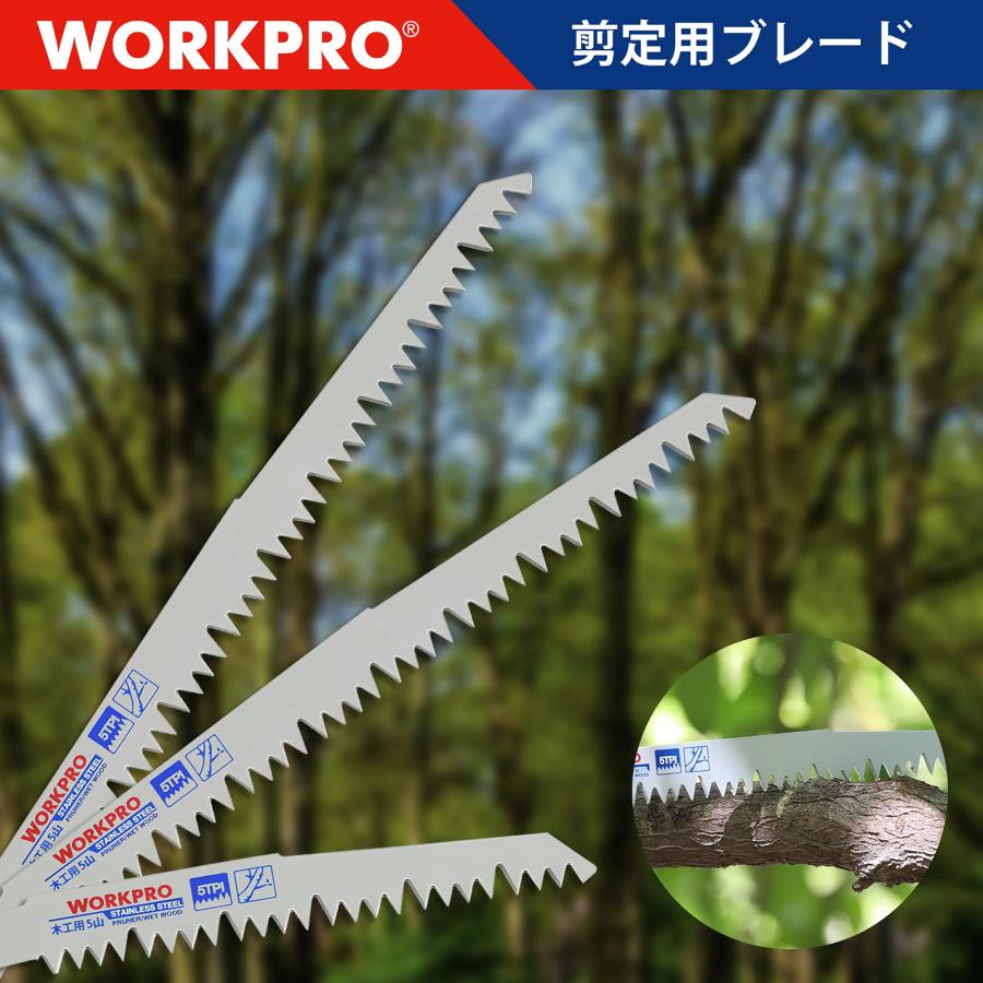 WORKPRO レシプロソー替刃 電気のこぎり替え刃 枝切り用 生木 枝打ち 果樹剪定 庭木剪定 230mm 152mm 5本組 5山 |  | 03