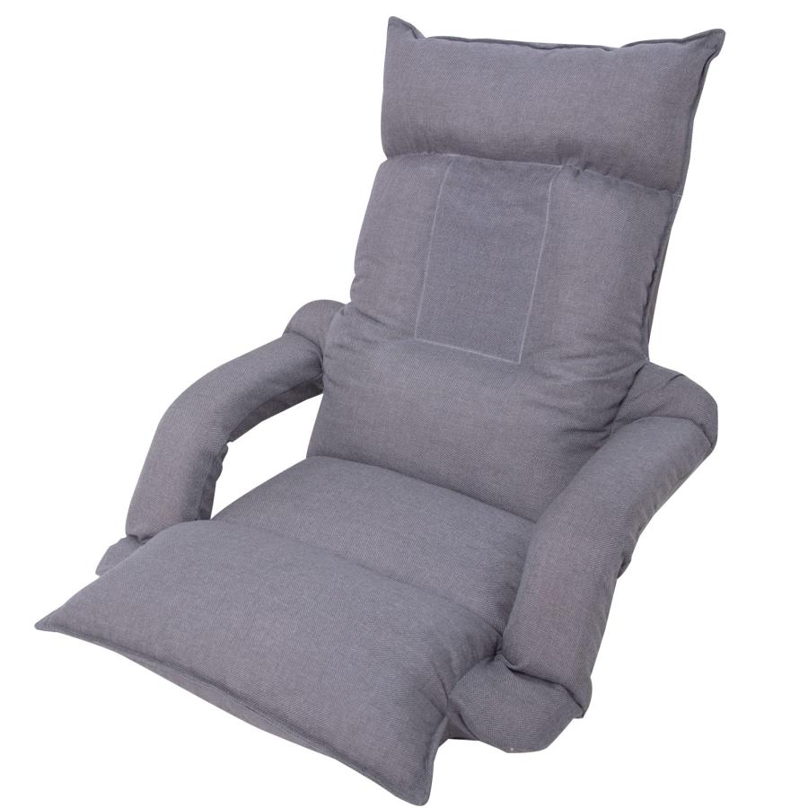 WAVV 座椅子 ひじ掛け付き ハイバック 低反発 背もたれ・頭部 14段階調整 肘掛けリクライニングに連動 1人掛け フロアチェア 座椅子 ラ | 