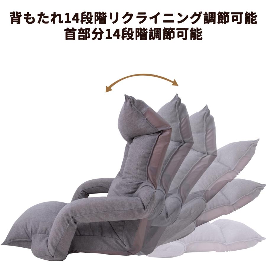 WAVV 座椅子 ひじ掛け付き ハイバック 低反発 背もたれ・頭部 14段階調整 肘掛けリクライニングに連動 1人掛け フロアチェア 座椅子 ラ |  | 02