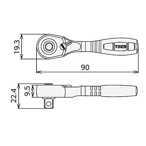 トネTONE コンパクトショートラチェットハンドルホールドタイプ RH3CHS 差込角9.5mm3/8 |  | 04