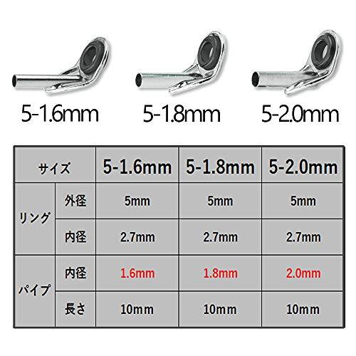 トップガイド ロッドガイド ステンレス 釣り竿 穂先 5-1.6mm / 5-1.8mm / 5-2.0mm 15点セット |  | 03