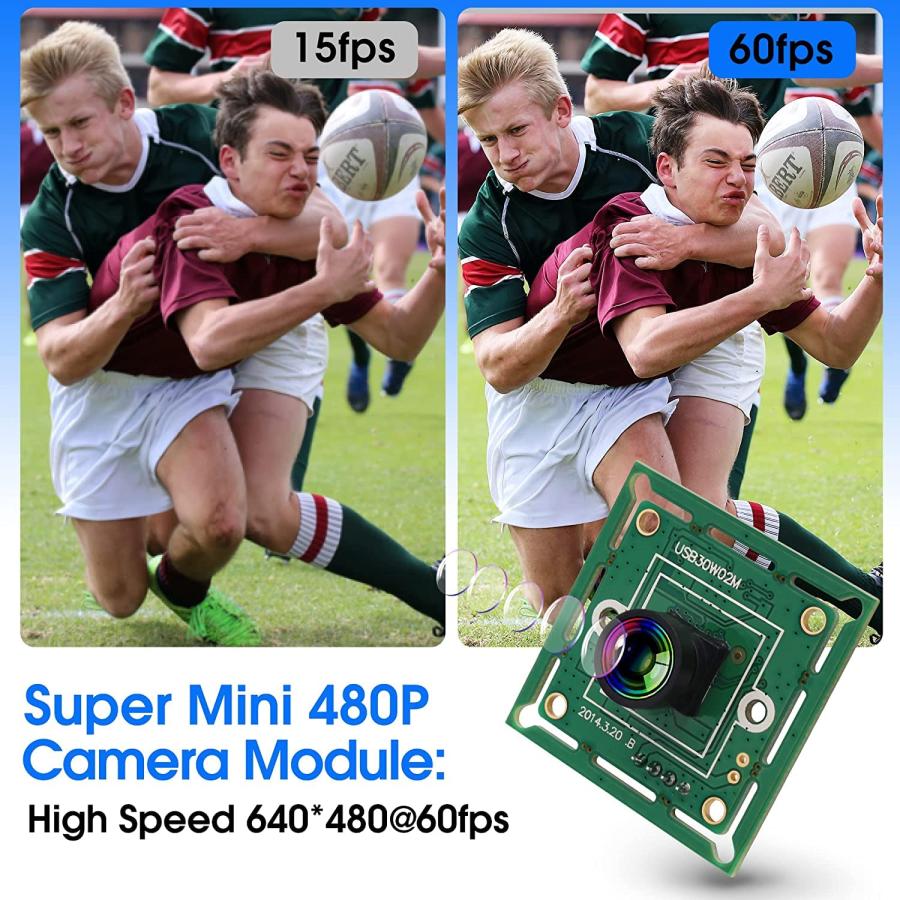 ELP USBカメラモジュール 480P 高速 60fps ミニ組み込みウェブカメラボード ミニM7レンズ付き 120度レンズ CMOS OV7 |  | 01