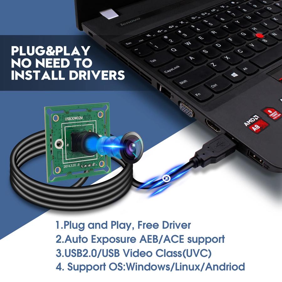 ELP USBカメラモジュール 480P 高速 60fps ミニ組み込みウェブカメラボード ミニM7レンズ付き 120度レンズ CMOS OV7 |  | 03