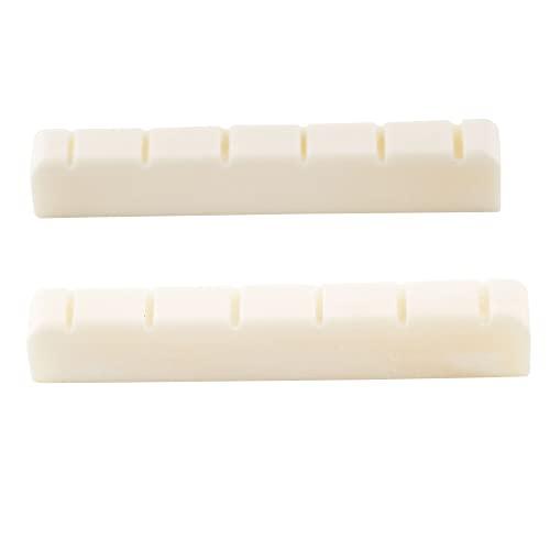 Musiclily フラットボトム牛骨製6弦クラシックギター用スロット付ナットDJ-03 52x6x9/8.5mm 2個入 | 