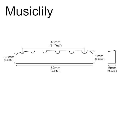 Musiclily フラットボトム牛骨製6弦クラシックギター用スロット付ナットDJ-03 52x6x9/8.5mm 2個入 |  | 01