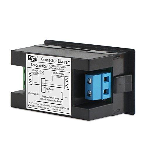 DROK LCD画面 デジタルマルチメータ 電圧計電流計 AC 80-300V電圧電流メータゲージ 100A電流センサトランス付け 2線式デジタ |  | 07