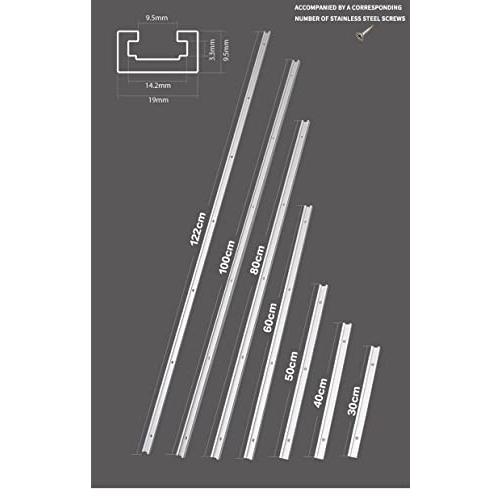 2個 Tスロットトラック 19mm×9.5mm規格マイタートラック マイタースロット天板用 アルミ合金、大工ツール テーブルソー用 400mm |  | 07
