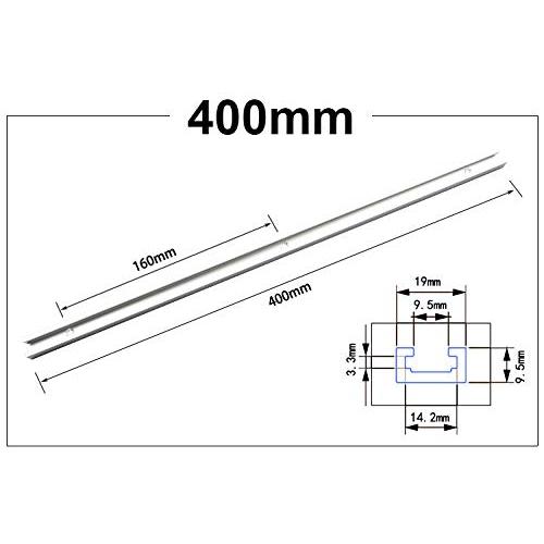 2個 Tスロットトラック 19mm×9.5mm規格マイタートラック マイタースロット天板用 アルミ合金、大工ツール テーブルソー用 400mm |  | 08