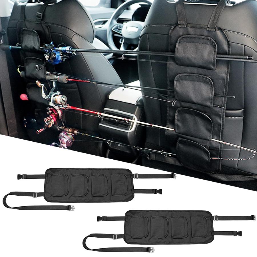 Ysemco 車用シート釣り竿収納ポケット 車載用 釣り竿車収納 釣り道具収納 マジック式車内固定 最大4本収納可能運転/助手席用 釣り竿収納ポ | 