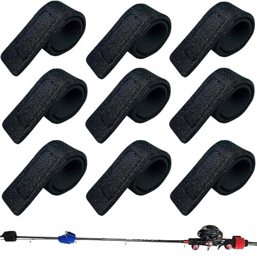 ロッドベルト 保護ベルト 釣り竿バンド 釣り 結びバンド マジックテープバンド 収納 固定 保護ベルト 9本入 ブラック | 