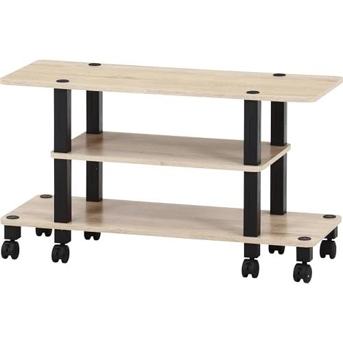 不二貿易 キャスター付きテレビ台 コーナータイプ 工具不要で組み立て簡単 幅80×奥行29.5×高さ44.5cm オーク 52271 | 