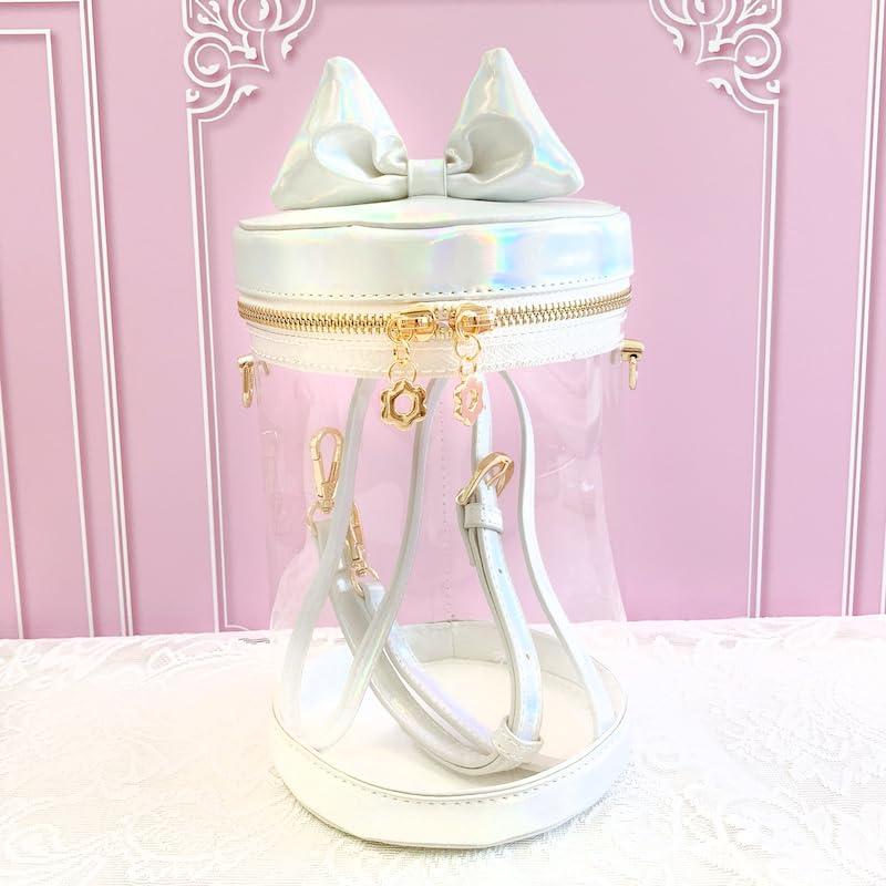 ジートリガーG triger 猫耳風リボン付きぬいバッグ ぬいポーチ 収納 見せバッグ ショルダーバッグ イベント クリア 透明 円筒 白 ホワ |  | 02