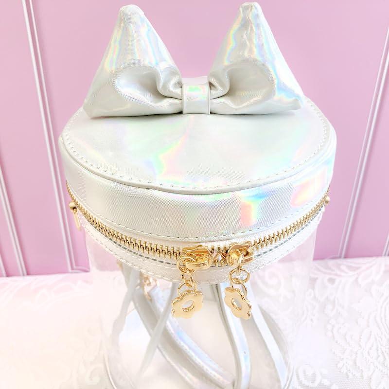 ジートリガーG triger 猫耳風リボン付きぬいバッグ ぬいポーチ 収納 見せバッグ ショルダーバッグ イベント クリア 透明 円筒 白 ホワ |  | 03