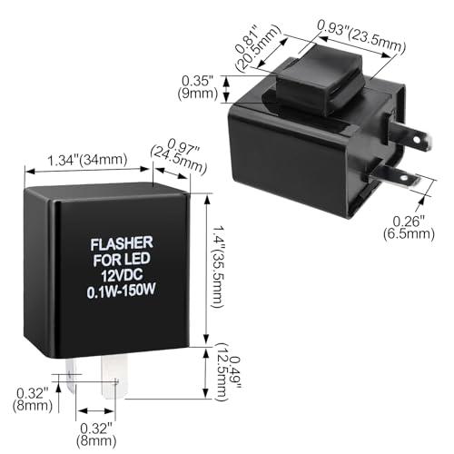 Weasch 自動電子ウィンカーフラッシャーリレー 2個パック 12VDC 0.1W-150W 2ピン LEDウィンカー/オートバイLEDウィン |  | 04