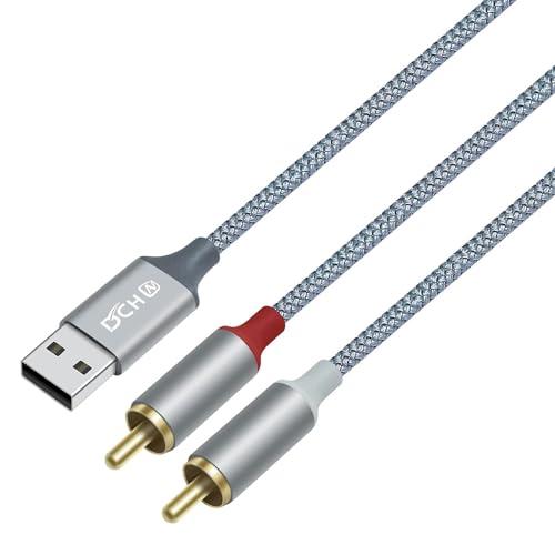 DCHAV USB A to 2RCA 変換 オーディオケーブル 1.2m Y型 分岐 赤/白 USB Type-A オーディオケーブル ナイロ | 