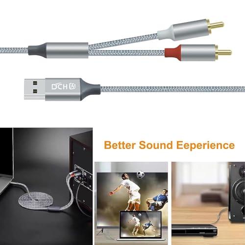 DCHAV USB A to 2RCA 変換 オーディオケーブル 1.2m Y型 分岐 赤/白 USB Type-A オーディオケーブル ナイロ |  | 04