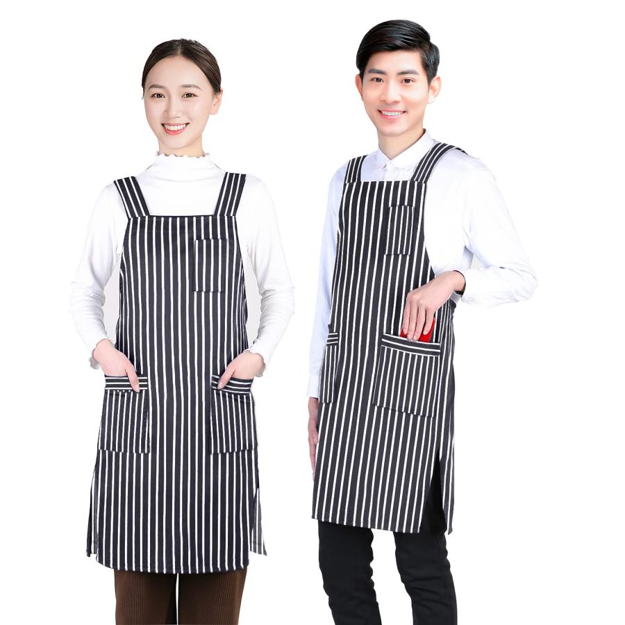 Poweforest エプロン H型M~LL 調節可能 動きやすい おしゃれ シンプル 無地 カフェ風 エプロン ポケット付き 汚れにくい シワ | 