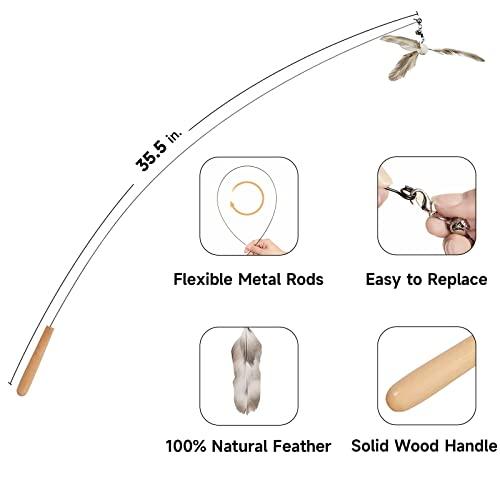 FUKUMARU 猫用ワンドおもちゃ 35.5インチ 猫用羽根プロペラおもちゃ ベル付き スチールワイヤー猫用おもちゃ 室内猫用 羽根4個付き |  | 02