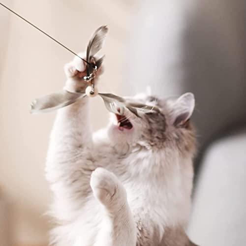 FUKUMARU 猫用ワンドおもちゃ 35.5インチ 猫用羽根プロペラおもちゃ ベル付き スチールワイヤー猫用おもちゃ 室内猫用 羽根4個付き |  | 05