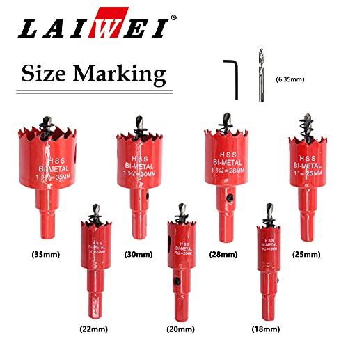 バイメタルホールソーセット、LAIWEI電気ドリルツール、ホールソー、薄い金属 木材 PVC用のドリルツール 18.20.22.25.28.30 |  | 01