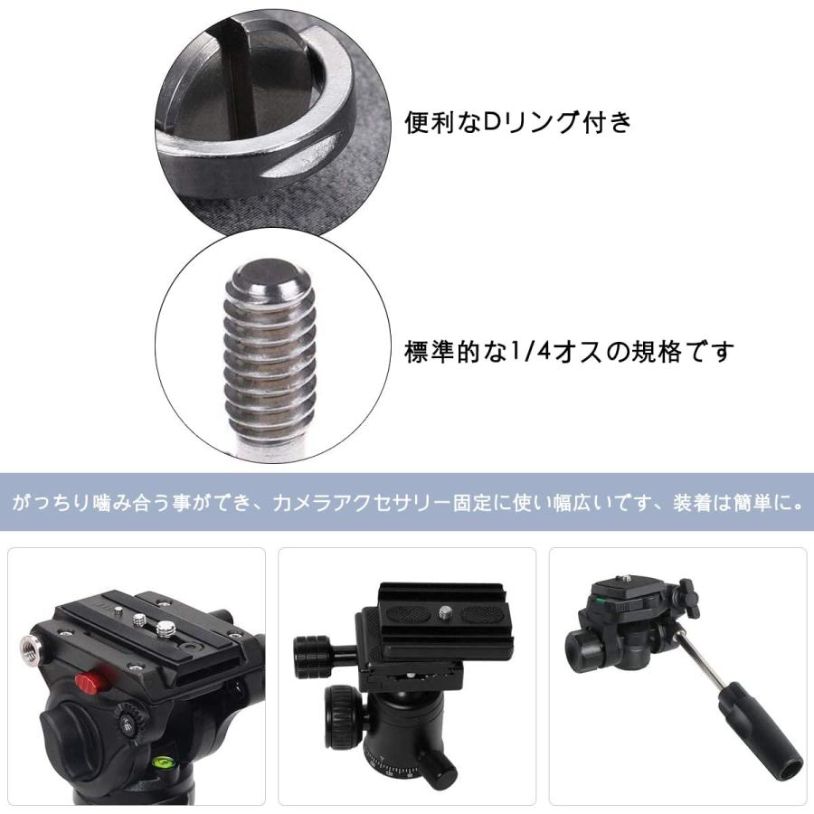 サムコス カメラ固定ネジ 1/4インチネジ ステンレススチール素材 雲台 ネジ Dリング付き 固定ネジコネクター 撮影補助ツール 2個セット |  | 02