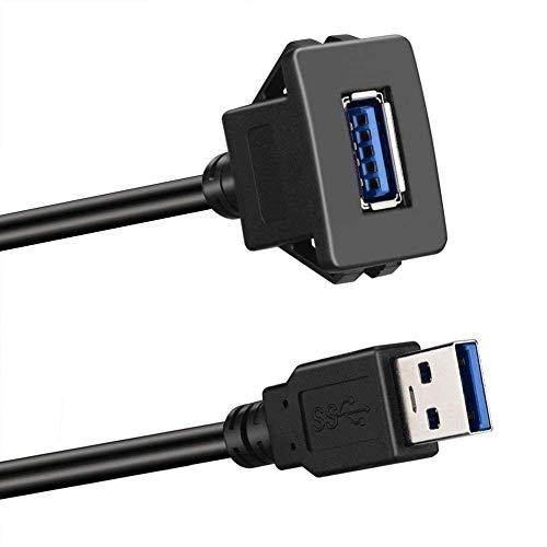 LBSC スクエアシングルポートUSB 3.0パネルフラッシュマウント延長ケーブル、バックル付き、カートラックボートオートバイダッシュボード用 |  | 01