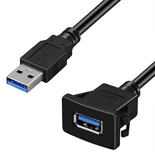 LBSC スクエアシングルポートUSB 3.0パネルフラッシュマウント延長ケーブル、バックル付き、カートラックボートオートバイダッシュボード用 |  | 02