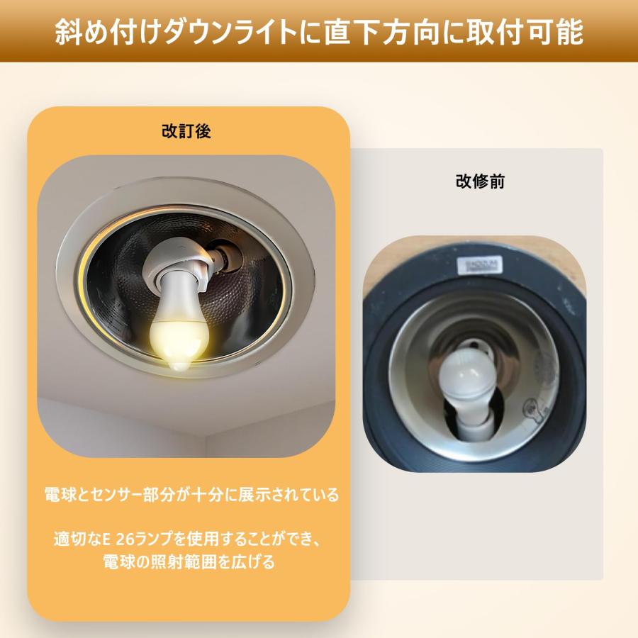 Aiwode，E17→E26変換ソケット 可動，角度の可変式ソケット，E26 LED電球専用，斜め付けダウンライトに直下方向に取付可能，センサー |  | 02