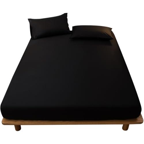 ボックスシーツ 吸水速乾 シーツ ベッドカバー マットレスカバー 抗菌・防臭 （シングル・100×200cm ブラック）厚さ5 cm〜30 cm | 