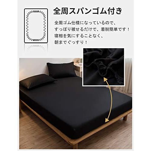 ボックスシーツ 吸水速乾 シーツ ベッドカバー マットレスカバー 抗菌・防臭 （シングル・100×200cm ブラック）厚さ5 cm〜30 cm |  | 05