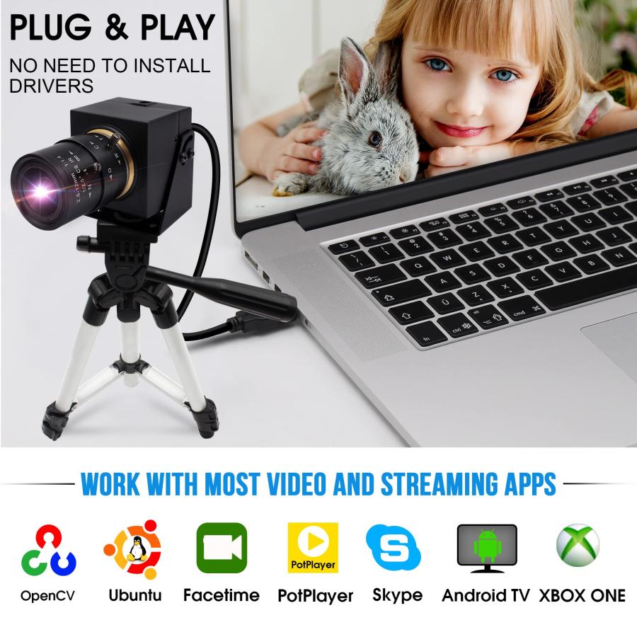4K USBカメラ、CMOS IMX 415イメージセンサー付き、ELP 5-50 mm 10 X光学手動ズームレンズUSB Webカメラ、21 |  | 04