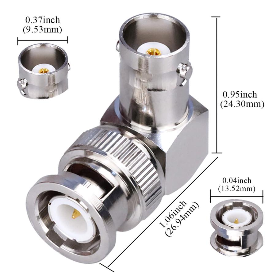 BNC RF同軸ケーブルアダプター 2個 、90度BNCオスからBNCメス同軸コネクター 直角BNC同軸アダプターケーブル ジェンダーチェンジャ |  | 03