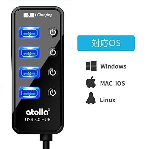 USB3.0ハブ 電源付き atolla 4ポート高速USB3.0 の 拡張+ 1充電ポート USB Hub 独立スイッチ付 5V/3A ACア |  | 02