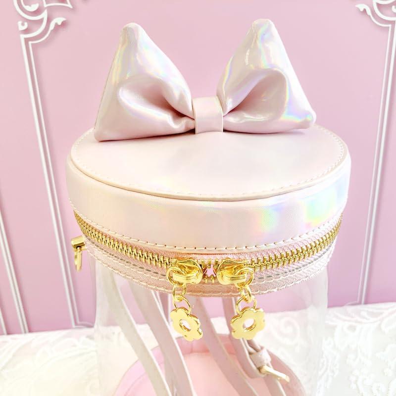 ジートリガーG triger 猫耳風リボン付きぬいバッグ ぬいポーチ 収納 見せバッグ ショルダーバッグ イベント クリア 透明 円筒 ピンク |  | 03