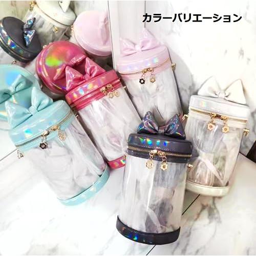 ジートリガーG triger 猫耳風リボン付きぬいバッグ ぬいポーチ 収納 見せバッグ ショルダーバッグ イベント クリア 透明 円筒 ピンク |  | 04