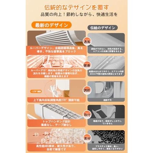 エアコン かぜよけ カバー 家庭用 - 風よけ・風除け・クーラー対応 伸縮式 壁掛けタイプ 90cm 冷暖房兼用 省エネ 結露防止 簡単取り付け |  | 04