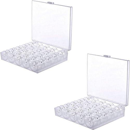 50個の透明プラスチック製ミシンボビン、ボビンケース2個付き、ブラザー、シンガー、ベビーロック、ジャノーム、ケンモアミシン用 - スムーズな縫製 | 