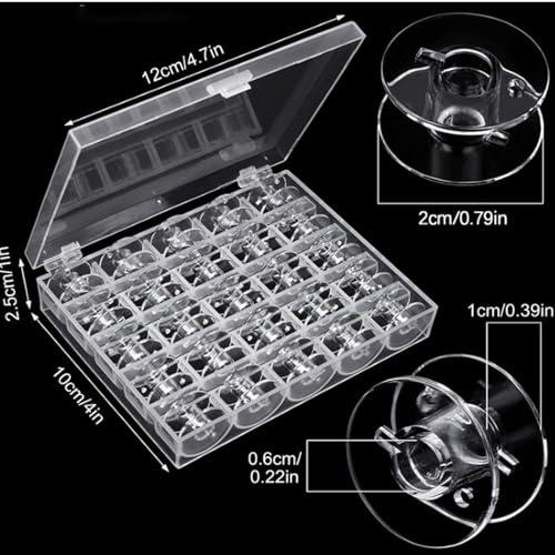 50個の透明プラスチック製ミシンボビン、ボビンケース2個付き、ブラザー、シンガー、ベビーロック、ジャノーム、ケンモアミシン用 - スムーズな縫製 |  | 01