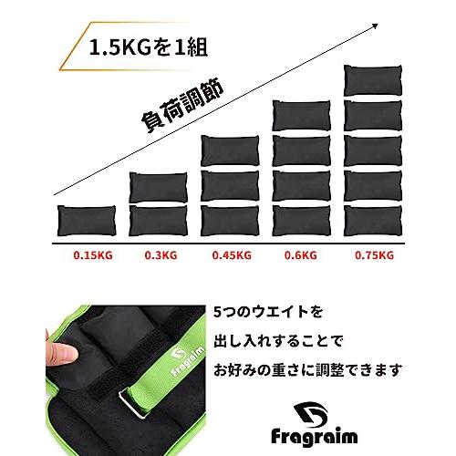 Fragraim アンクルウェイト 5段階調節 2個組最小1.5kg-最大8kg 筋トレウェイト 重り 手首 足首 パワーアンクル 重さ調整可能 |  | 02