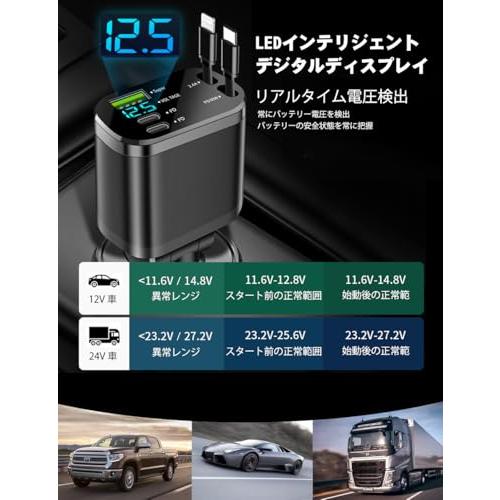 車 充電器 5in1 Car Charger 巻き取り式 車載充電器 シガーソケット カーチャージャー 5台同時充 電 引き込み式急速充電ケーブ |  | 05