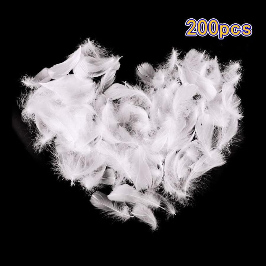YFFSFDC 羽シャワー 天然 羽根 たっぷり200枚 飾りフェザー ウェディング 誕生日 手芸素材 DIY装飾小物（ホワイト） |  | 02