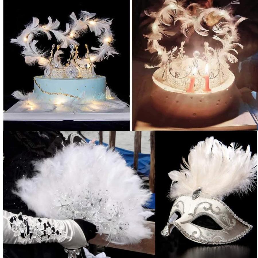 YFFSFDC 羽シャワー 天然 羽根 たっぷり200枚 飾りフェザー ウェディング 誕生日 手芸素材 DIY装飾小物（ホワイト） |  | 05