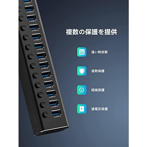 ROSONWAY USB ハブ 3.0 16ポート アルミ製 Hub 100W セルフ