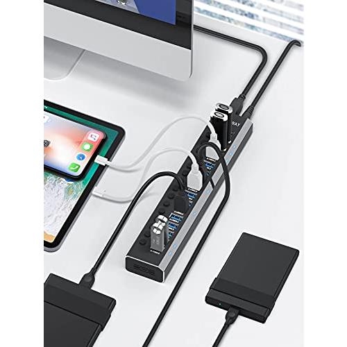 ROSONWAY USB ハブ 3.0 16ポート アルミ製 Hub 100W セルフパワー USB