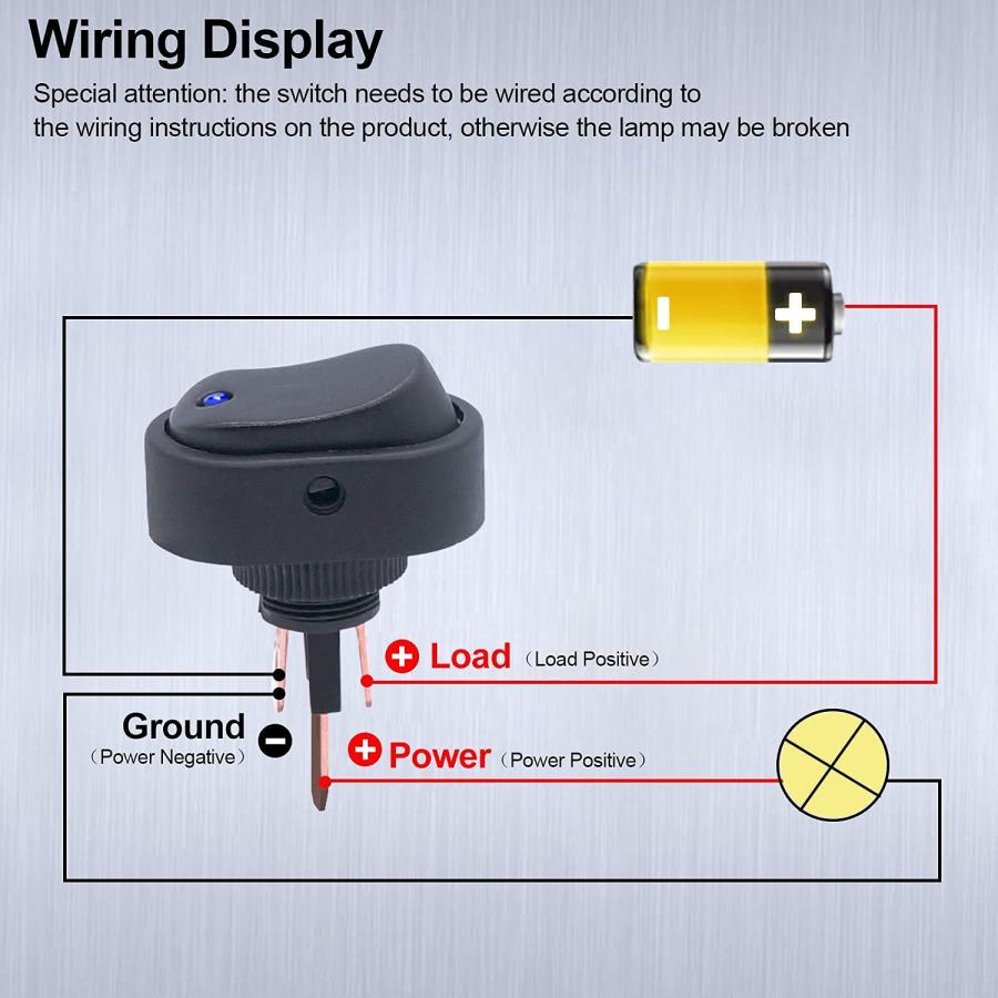 GTIWUNG 8個 12V 30A SPST 3ピン オン/オフ 4色（赤+黄+青+緑）ラウンドトグル LEDオンオフロッカースイッチ防水 3 |  | 04