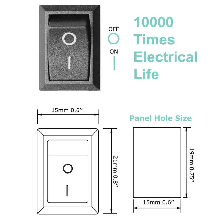 GTIWUNG 8個 12V 30A SPST 3ピン オン/オフ 4色（赤+黄+青+緑）ラウンドトグル LEDオンオフロッカースイッチ防水 3 |  | 07