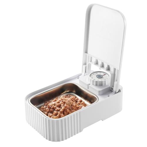 エレコム 自動給餌器 猫 中小型犬用 ウェットフード対応 350ml/ドライフード約190g分 ステンレストレイ アイスパック付属 1~48時間 | 