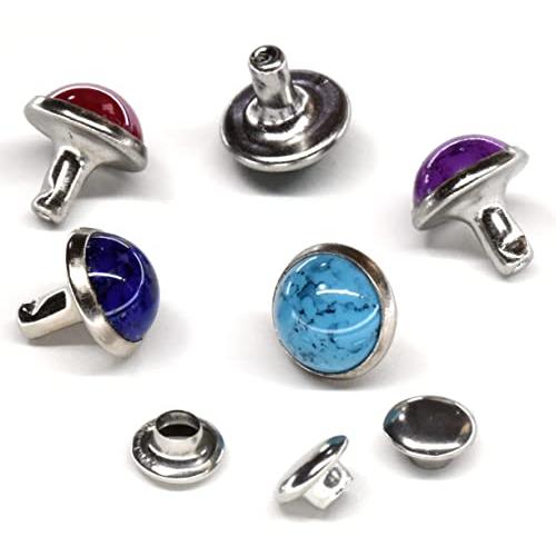 starPG 8.5mm ターコイズ風 飾り カシメ リベット 10色 各10個 合計 100個 セット レザークラフト 手芸 打ち棒付き |  | 02