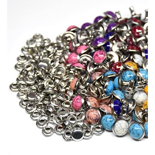 starPG 8.5mm ターコイズ風 飾り カシメ リベット 10色 各10個 合計 100個 セット レザークラフト 手芸 打ち棒付き |  | 03