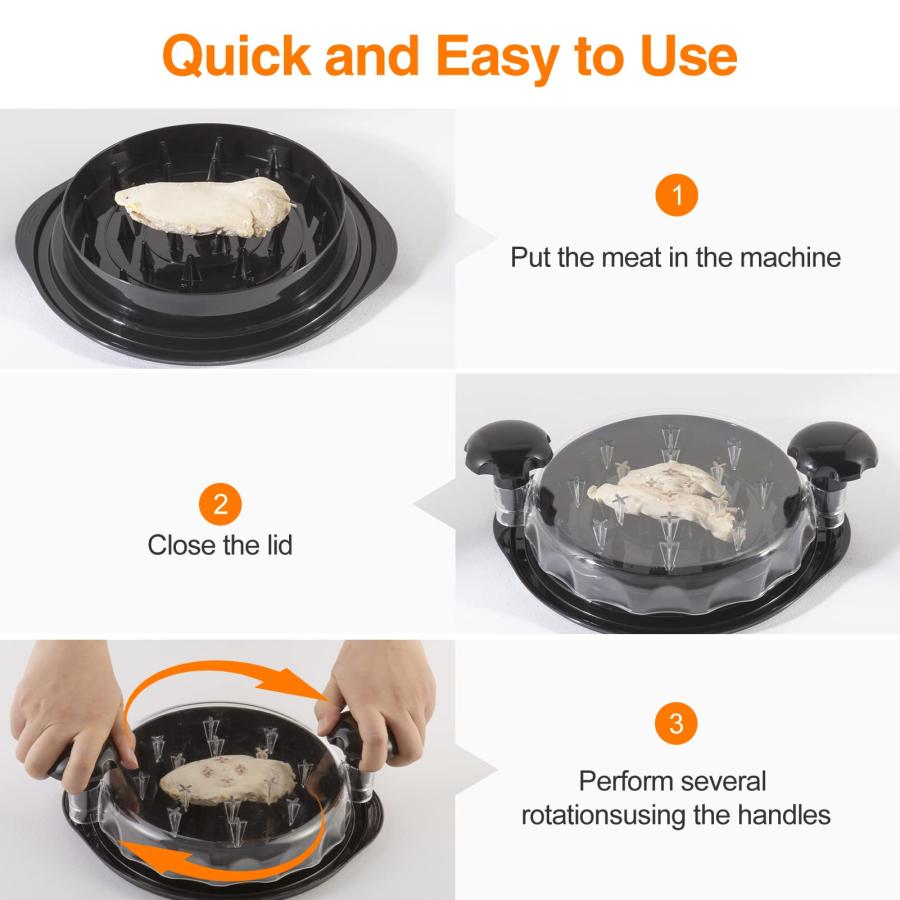 AMESEDAK（アメスダック） チキンシュレッダー 鶏むね肉シュレッダー ツール ツイストクリアカバー付き ミートシュレッダーツールツイスト |  | 03